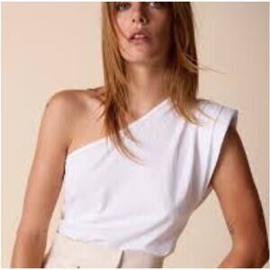 St. Roche One-Shoulder Short Sleeve Cotton Tee Top White